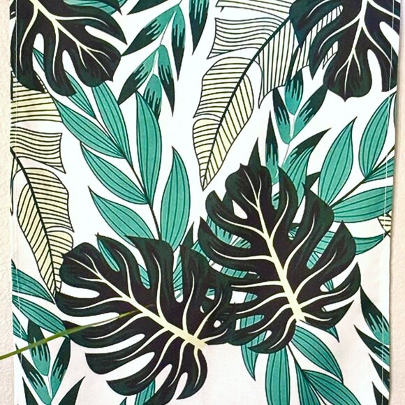 46" Tropical Green Monstera Leaves Jungle Tasseled Tapestry Wall Hanging New - Picture 2 of 5